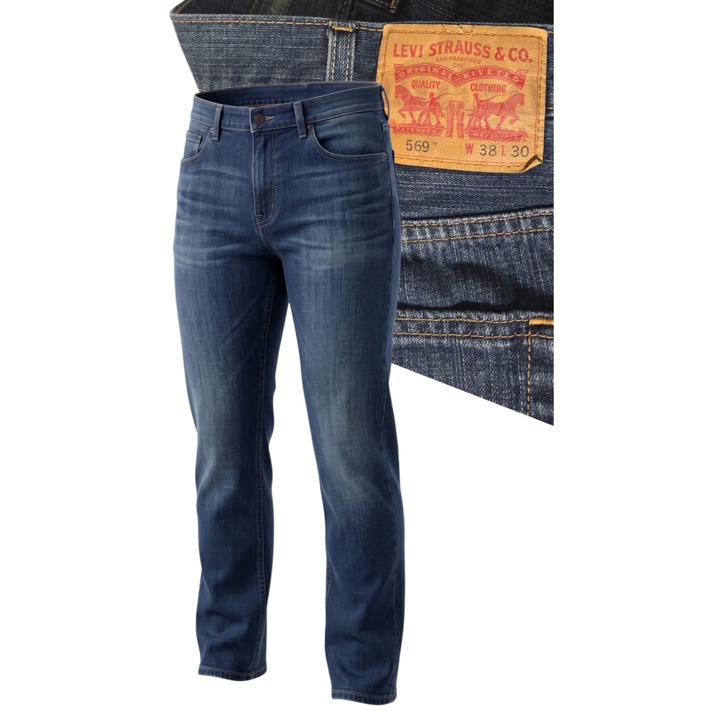 Levi 569 Loose Straight Jeans Mens 38x29 Blue Denim 5-Pocket Pants